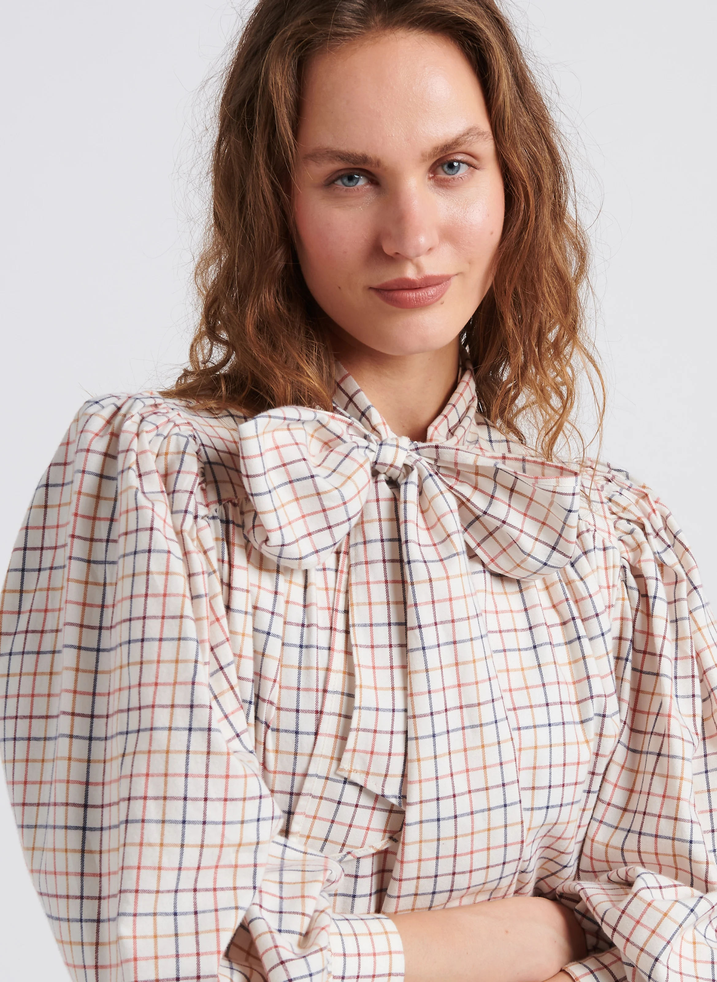 PIA - Chemise col mao en coton | Multicolore