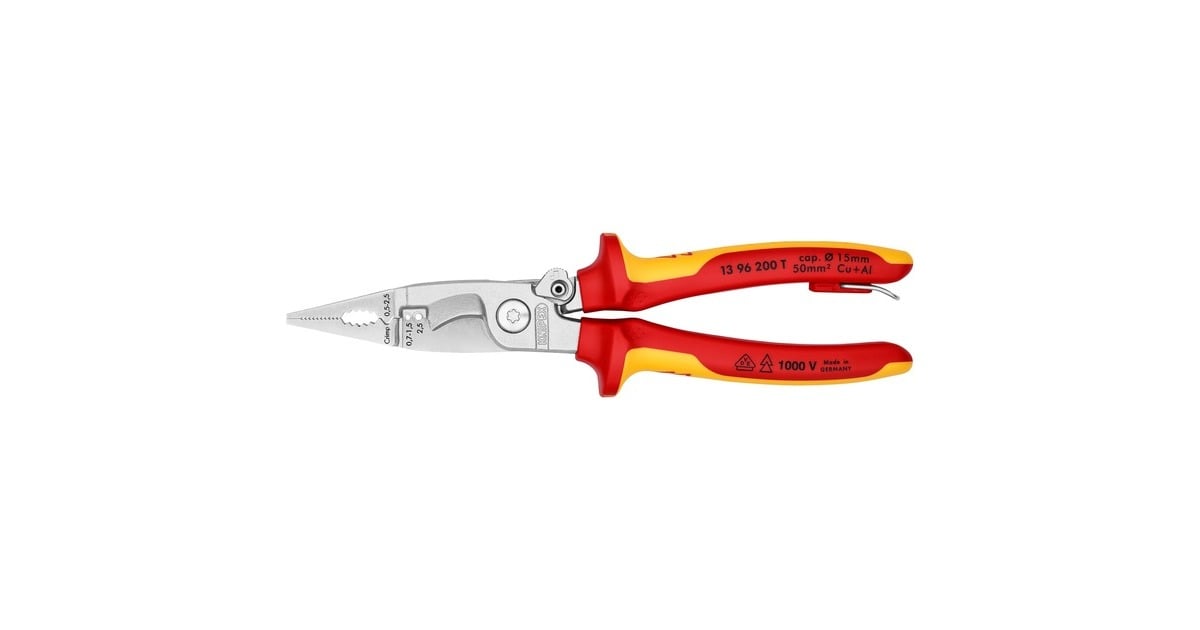 KNIPEXElektro installatietang 13 96 200 T  (Rood/geel)