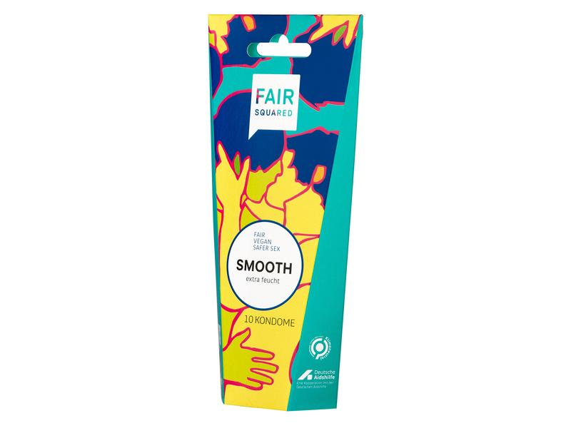 Fair Squared Kondome Smooth 10 Stück Hochwertige Präservative mit extra feuchter Beschichtung