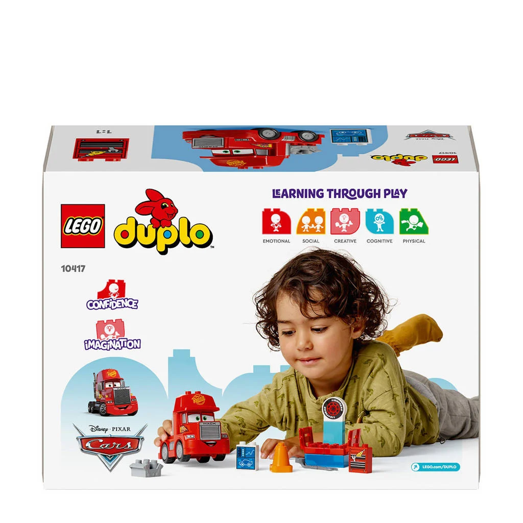 Leuke lego set voor de allerkleinsteDisney en Pixar's Cars Mack bij de race Bouwbaar Auto Speelgoed voor Peuters 10417