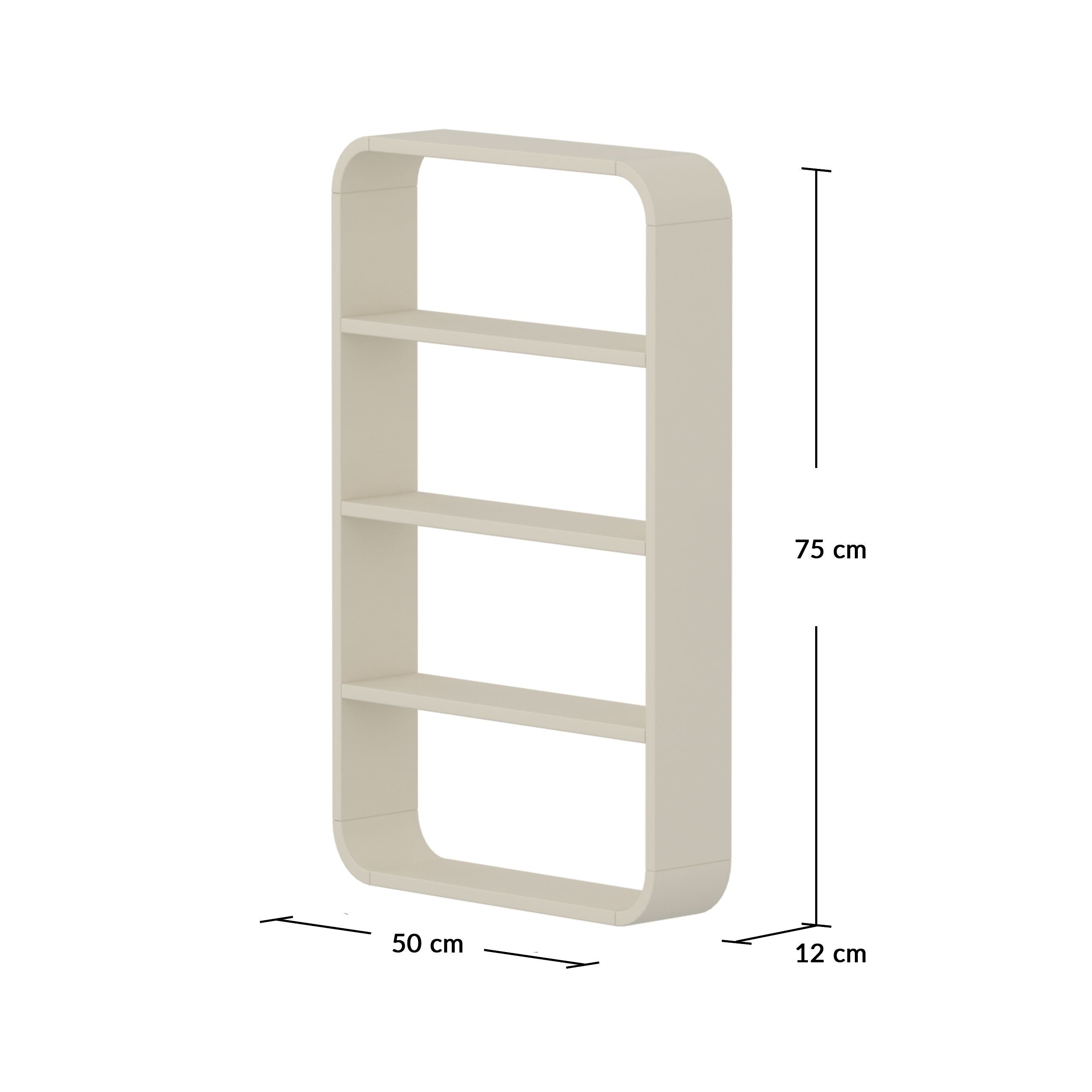 NOVA Bücherregal cream - Weiss / B: 50.0 cm x T: 12.0 cm x H: 75.0 cm
