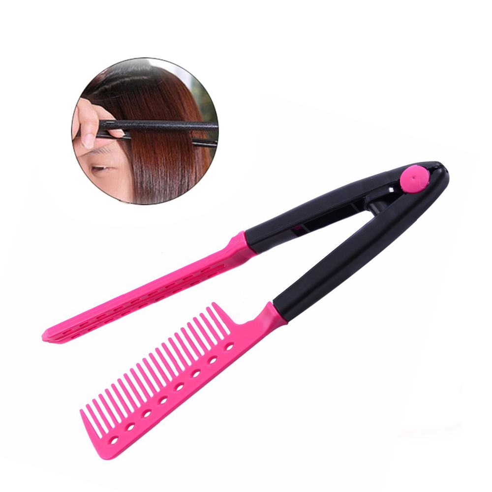 (24cm) Doppelseitiger Friseur Kamm Haar Styling Glättkamm - Pink / Schwarz