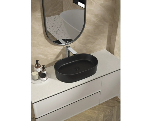 Jungborn opzetwastafel ONE 60 x 38 cm mat zwart incl. keramische afvoerplug