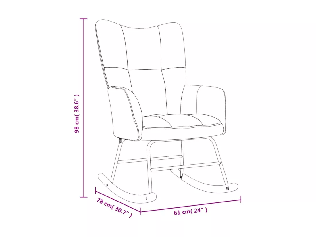 Chaise à bascule Gris foncé Velours