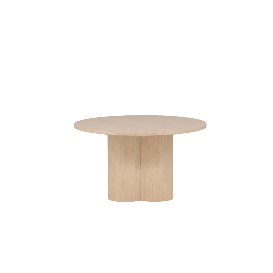 Salontafel Whitewash Ø80cm - Fineer - Japandi Stijl - Tafel Olivia