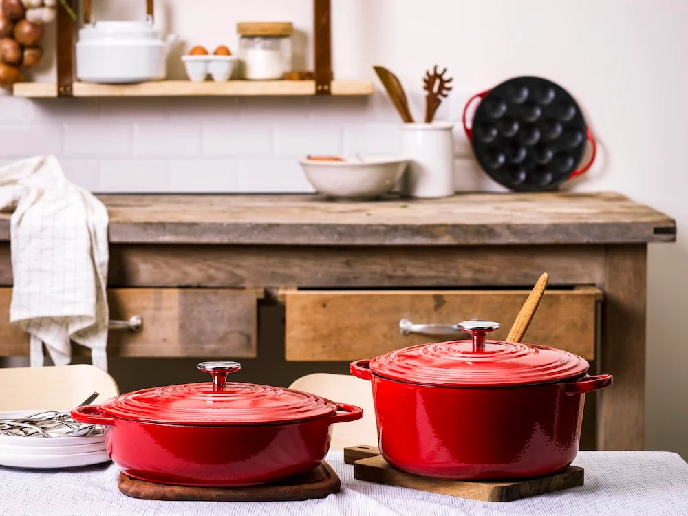 BK Bourgogne Braadpan Gietijzer - Chili Red