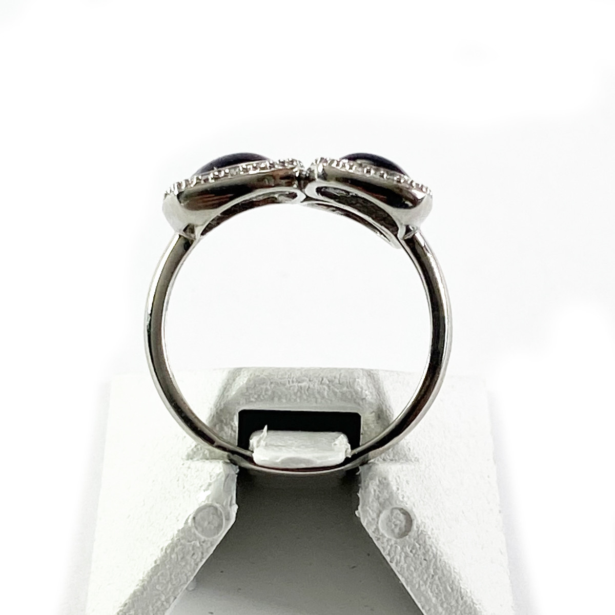 Bague d'occasion or 375 blanc diamant et laque noire
