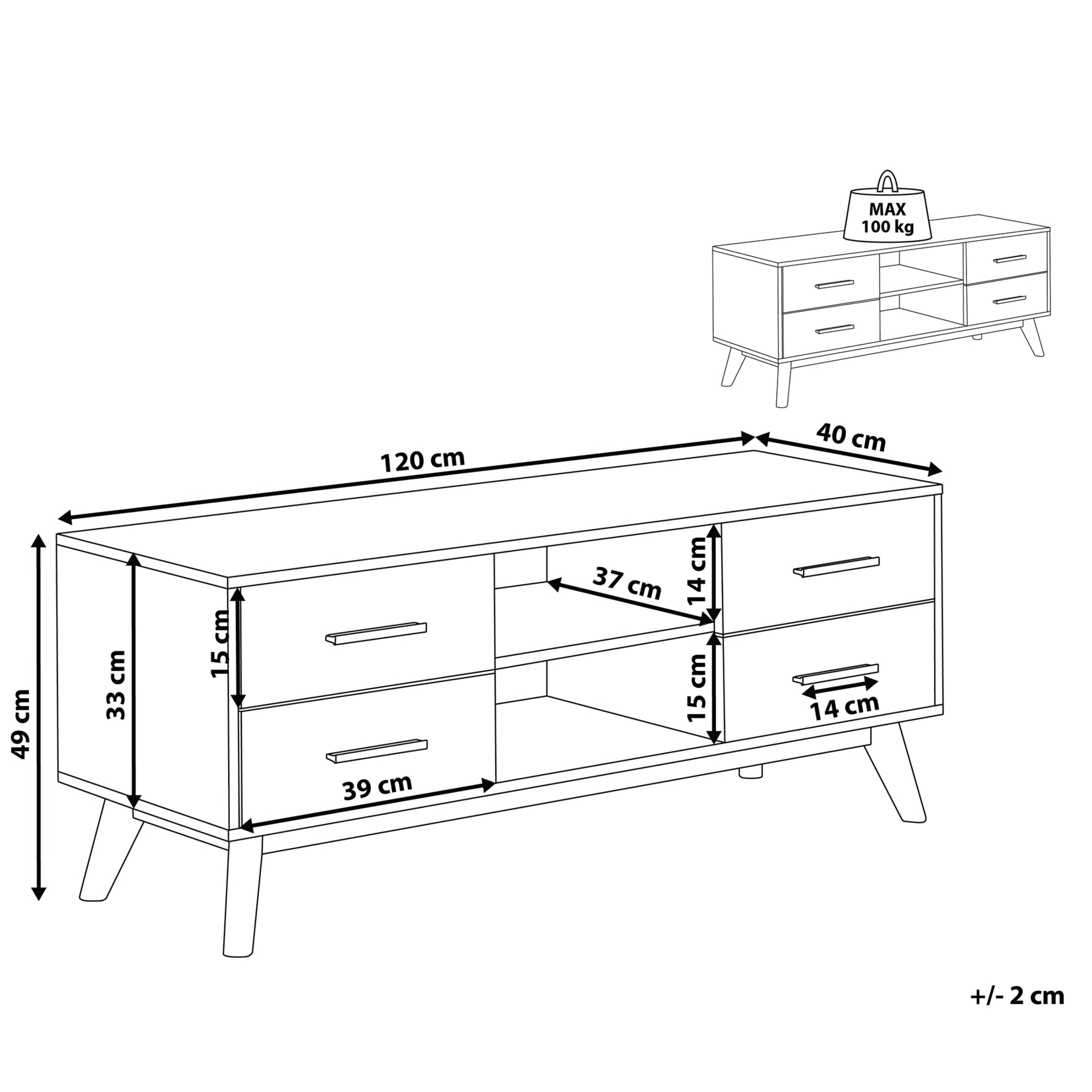Beliani - FLORIDA  - TV-meubel - Lichte houtkleur - MDF