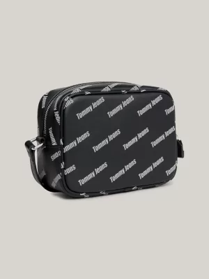 Bolsa transversal para câmera com estampa de logotipo repetido