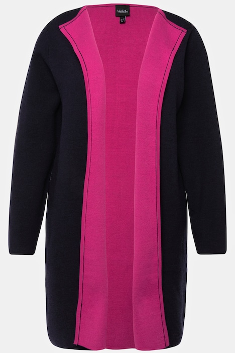 Long-Strickjacke, Doubleface-Strick, Klappkragen