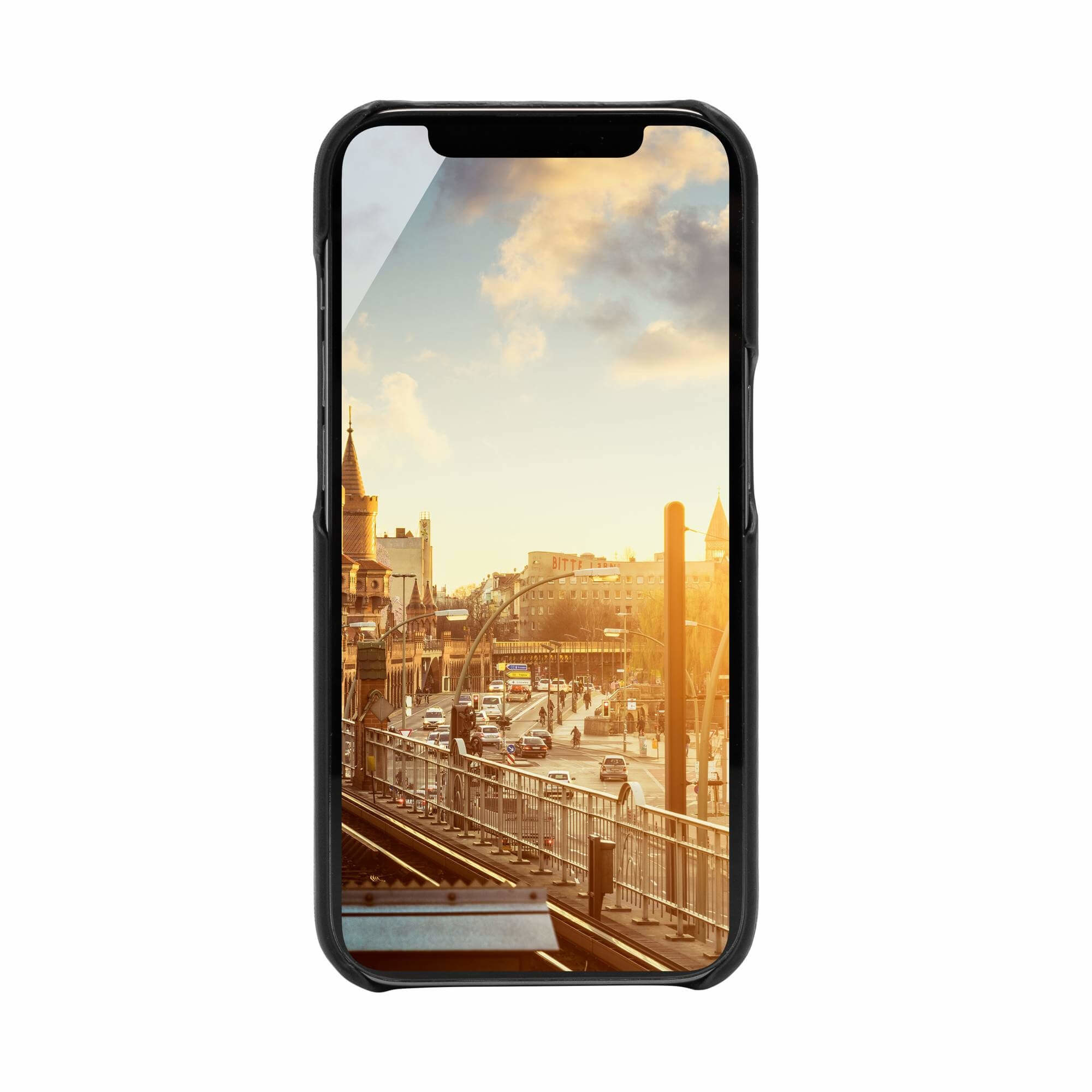 iPhone 14 Echtleder Backcase Hülle Kreuzberg (10863) - Schwarz