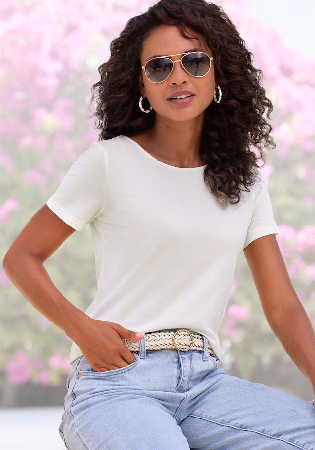 LASCANA T-Shirt »mit Rundhals-Ausschnitt« 2er-Pack,  aus elastischer Baumwoll-Modal-Qualität