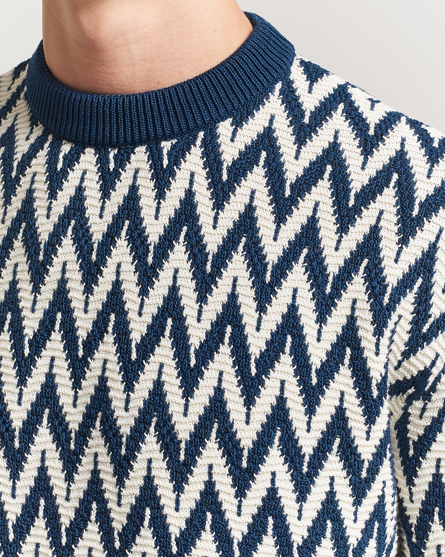 Lanvin Chevron Sweater Petrol/Ecru