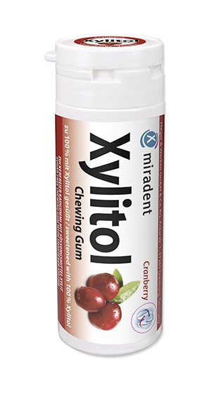 MIRADENT Xylitol Kaugummi<br>30 Stück, Cranberry