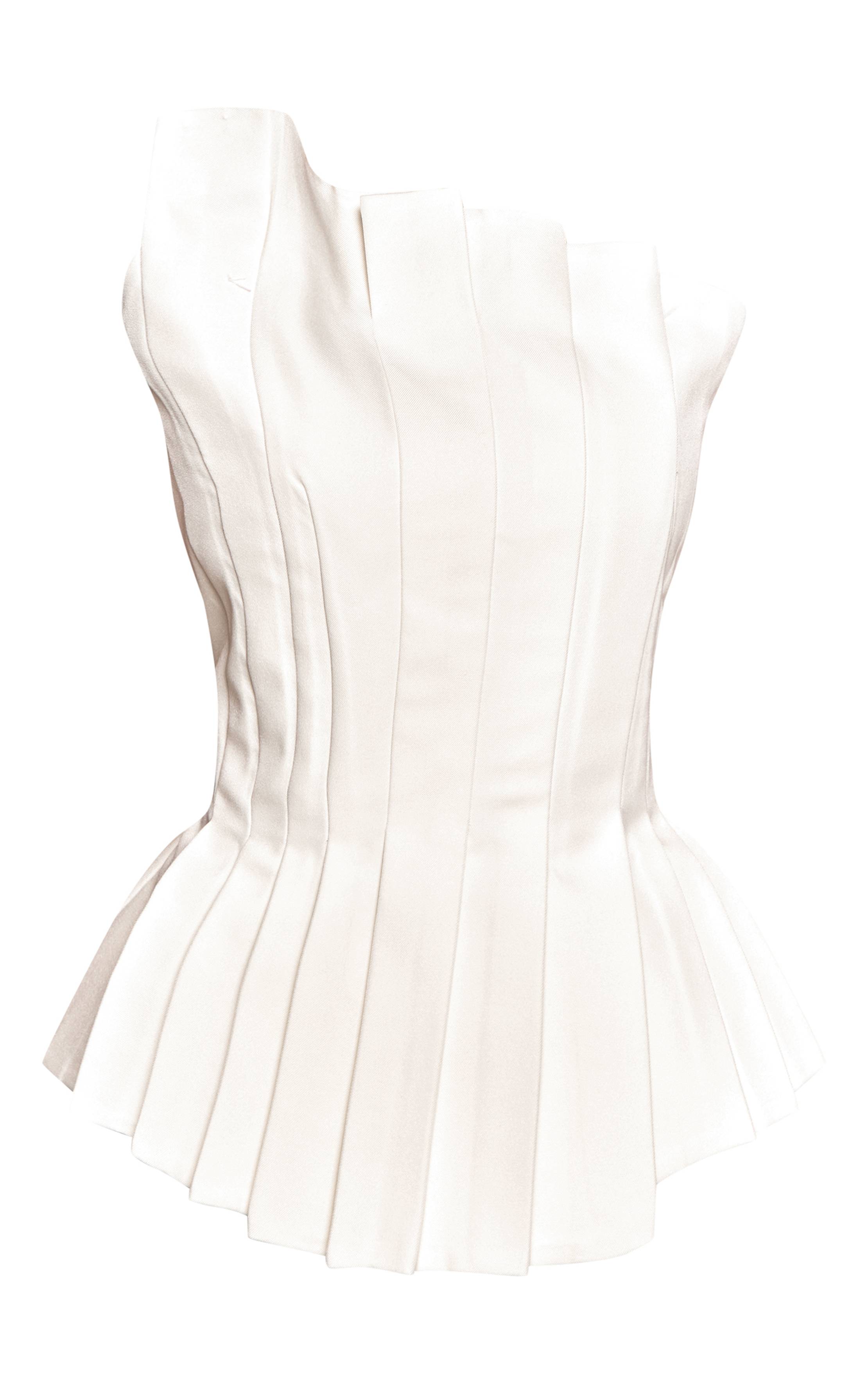 Crème Haut Bandeau Asymétrique Plissé Petite
