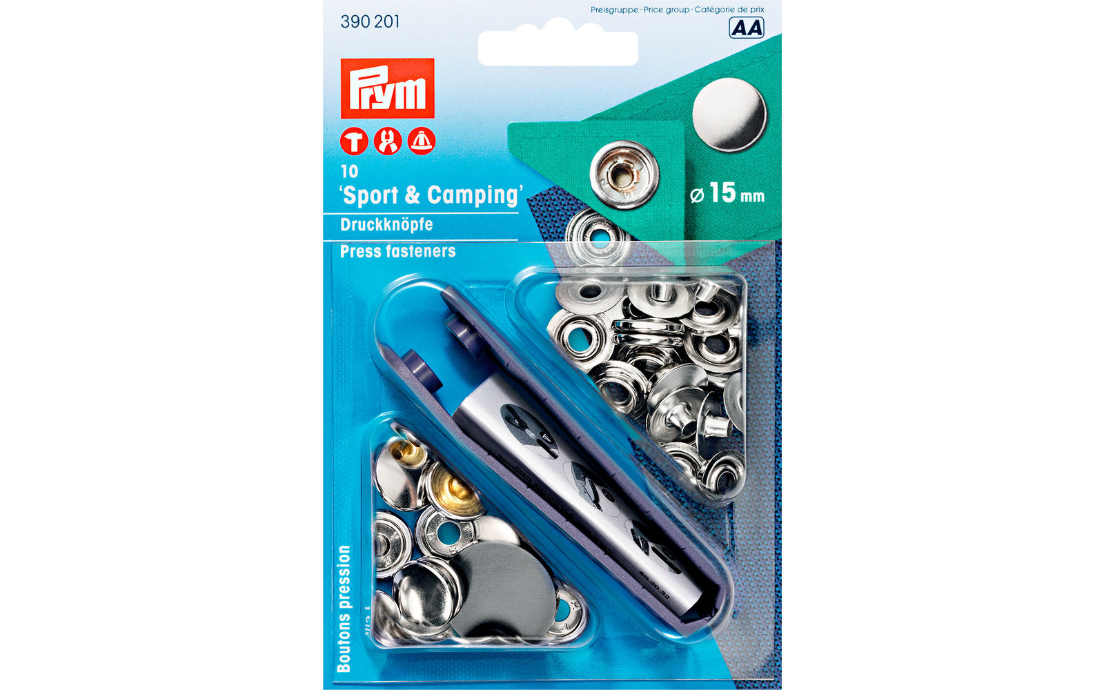 PRYM Druckknöpfe silber 10 Stück Ø 15 mm