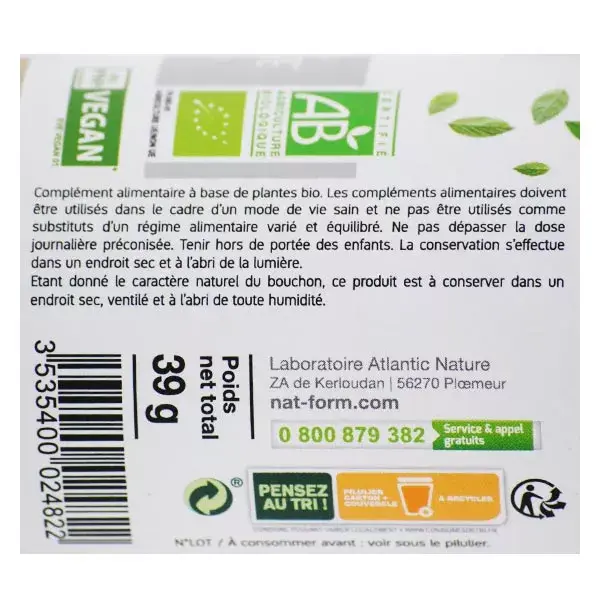 Nat & Form Urze Orgânica Ecológica e de Uva-ursina - 120 cápsulas