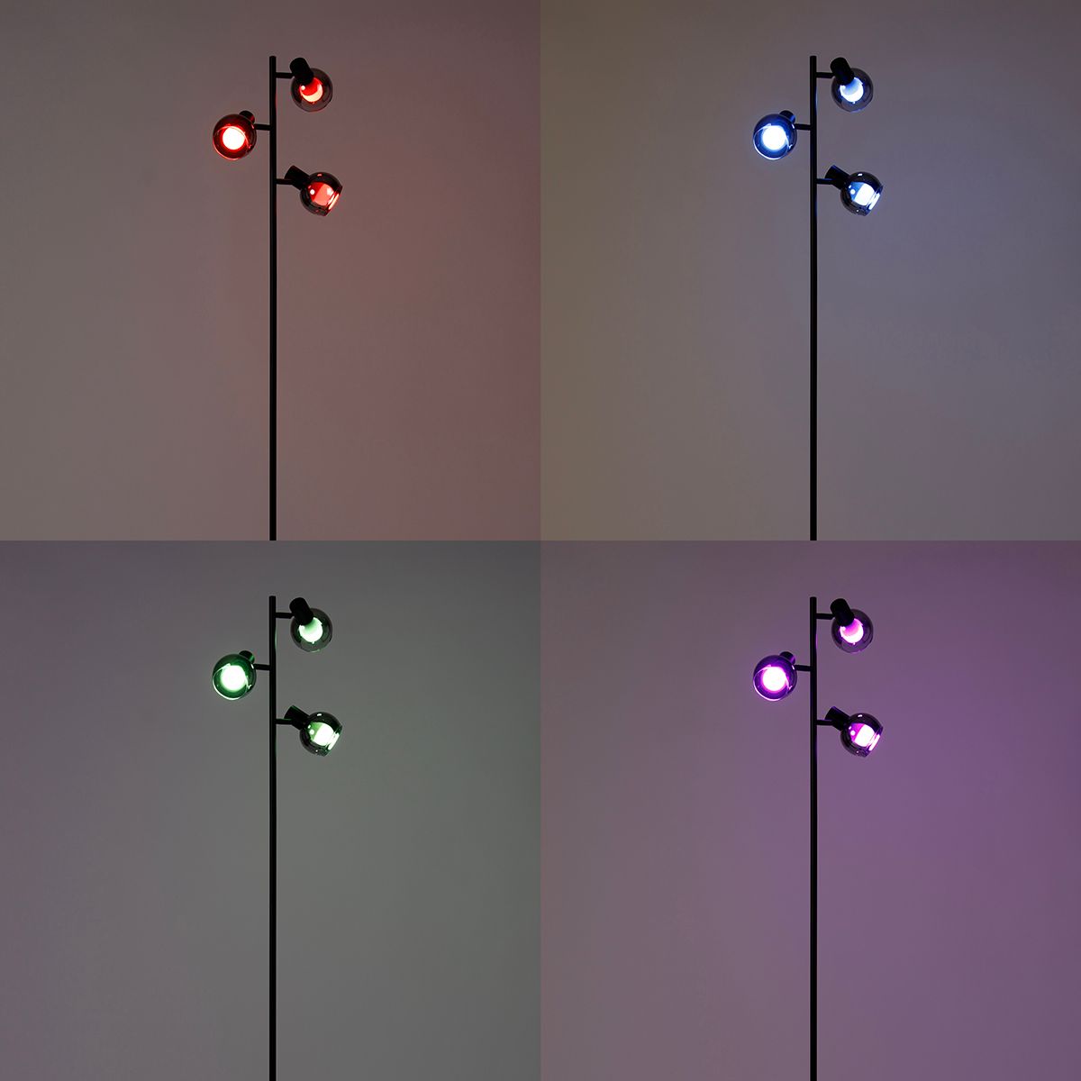 Smart vloerlamp zwart met smoke glas incl. 3 Wifi P45 - Vidro