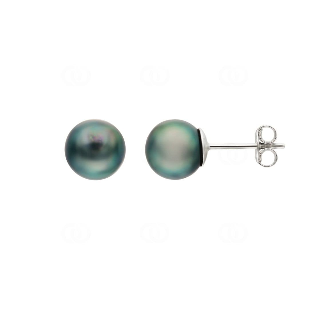 Ohrstecker 925 Silber rhodiniert mit Tahiti-Kulturperle Ø 8mm