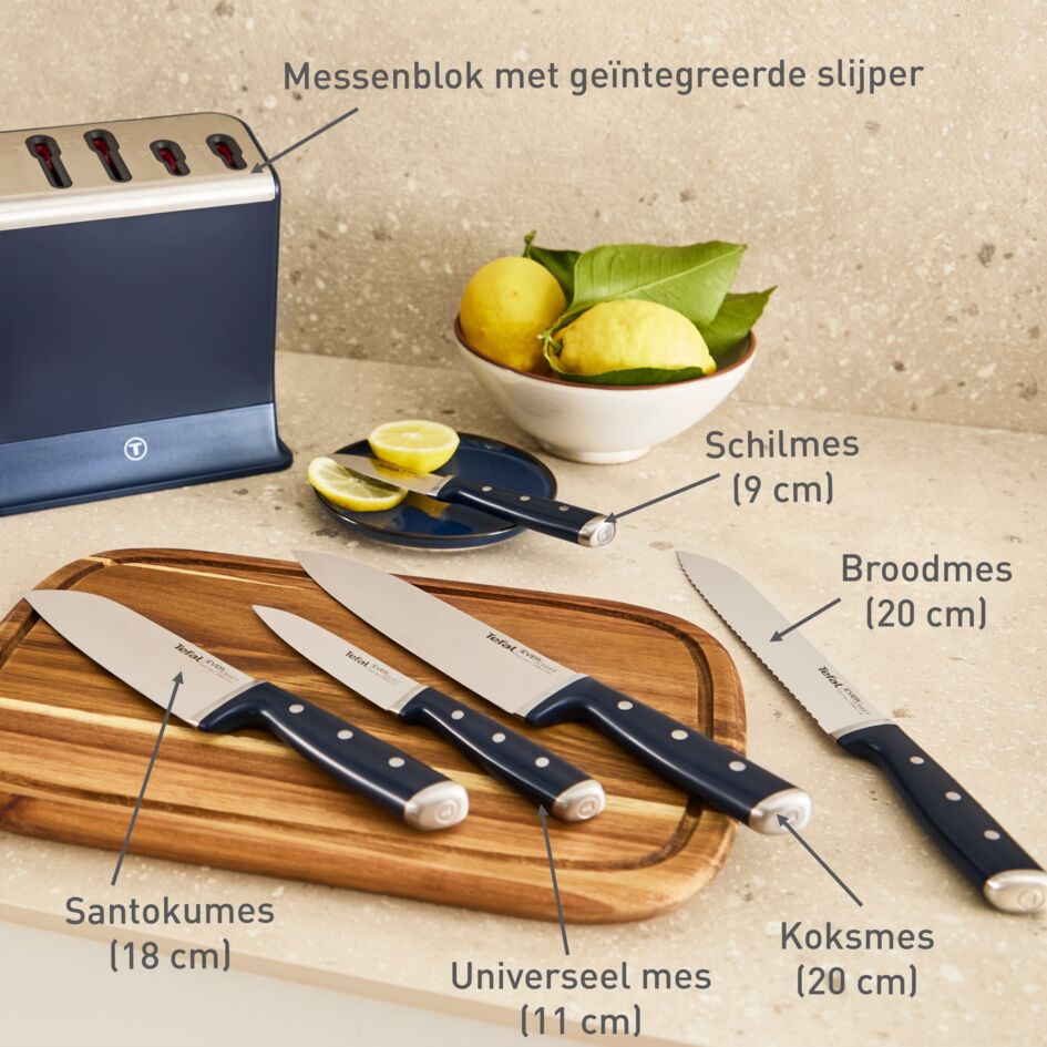 EverSharp K297S644 5-delige messenset en messenblok met geïntegreerde slijper