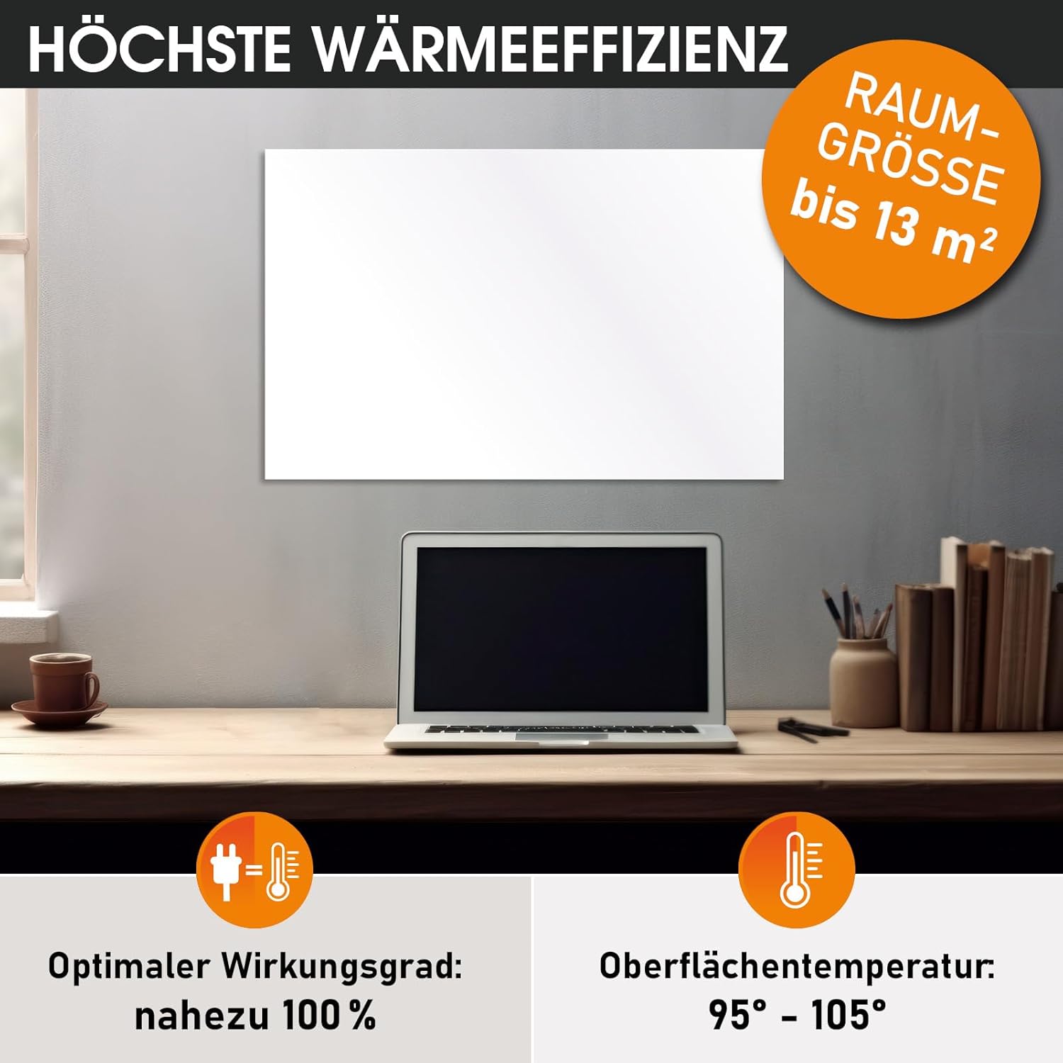 BRAST® Infrarotheizung mit Thermostat | 300-1100 Watt | Made in Europe | Inkl. Wandhalterung | hoher Wirkungsgrad | Flexibler Einsatz | Ultraflache Bauweise | IP-TH 700