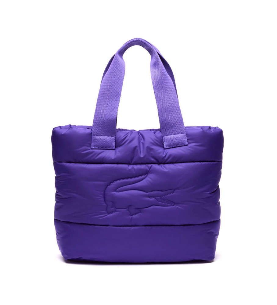 Bolsa tote acolchoada Lacoste Puffy Croc, azul