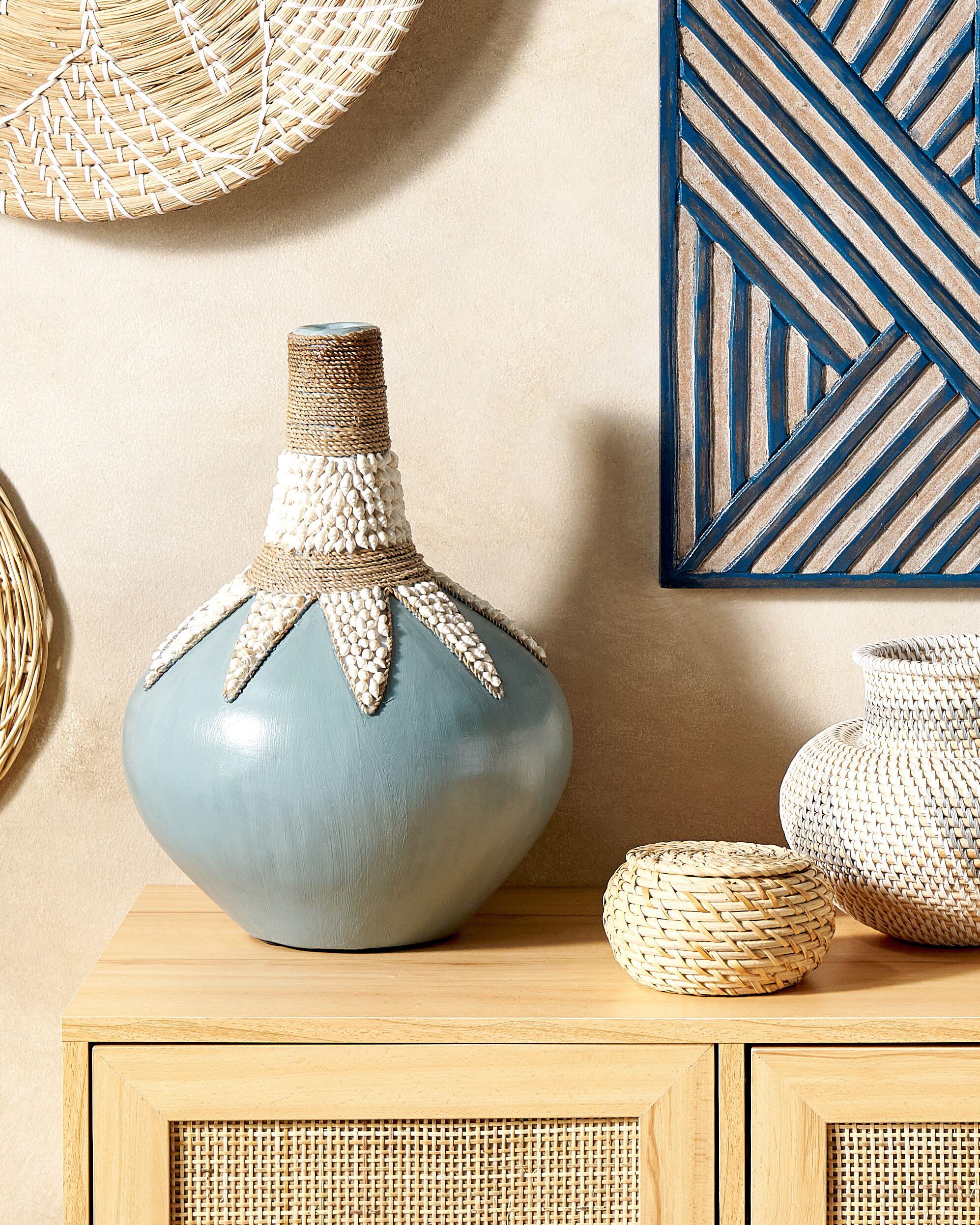 Decoratieve vaas SILAU Keramiek 43 cm Blauw
