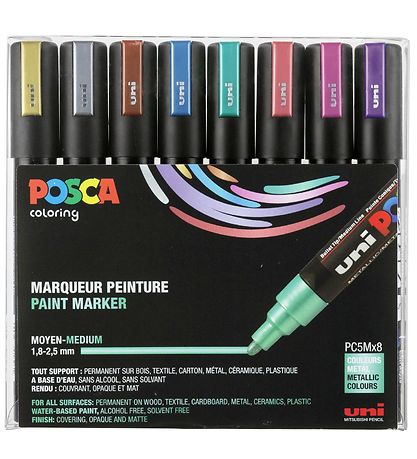 Posca Filzstifte - PC-5M - 8 st. - Metallic Mehrfarbig