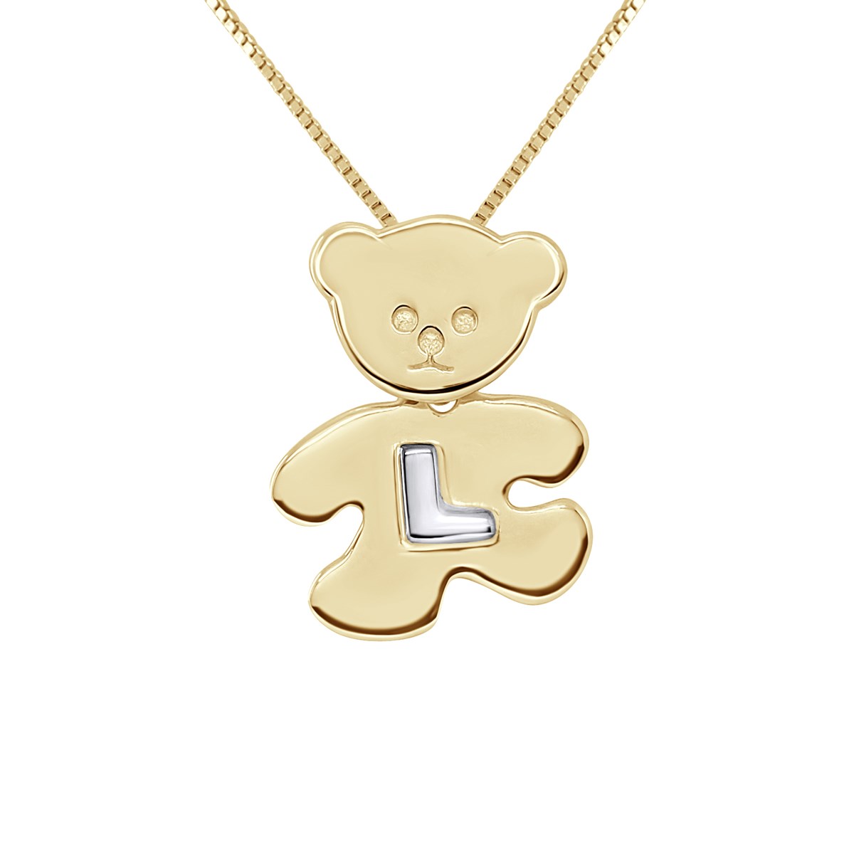 Pendentif OURSON plaqué Or Jaune - Lettre L Argent