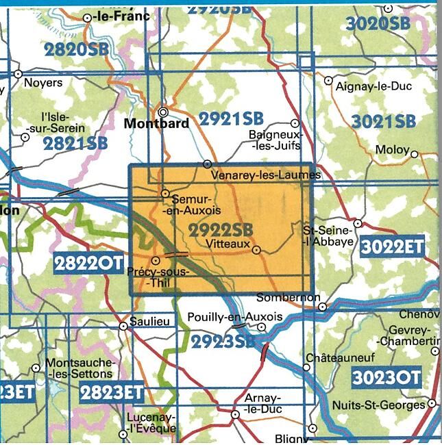 IGN - 2922 SB SEMUR EN AUXOIS 1 25 000