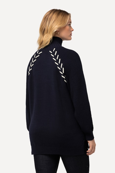 Pullover, Schmuckbänder, Stehkragen, Langarm