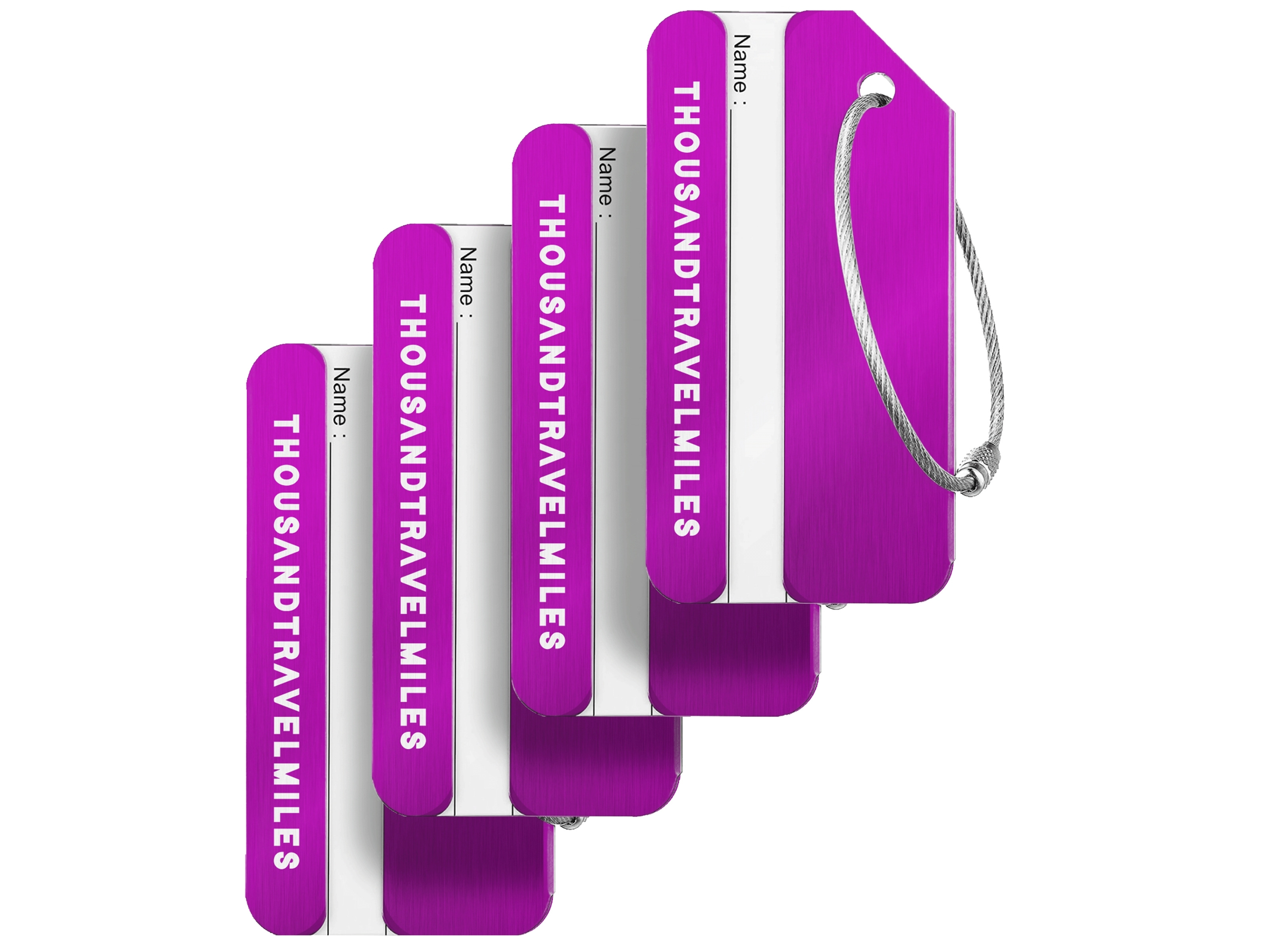 Thousandtravelmiles set van 4 Aluminium Bagagelabels - Purple