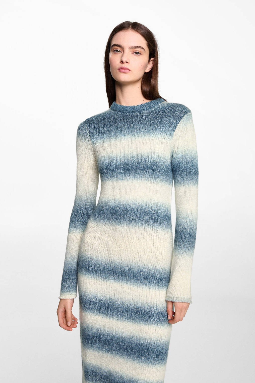 MANGO TEEN maxi jurk grof gebreid blauw