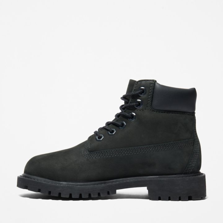 Bota Timberland Premium de 6 polegadas para jovens na cor preta.