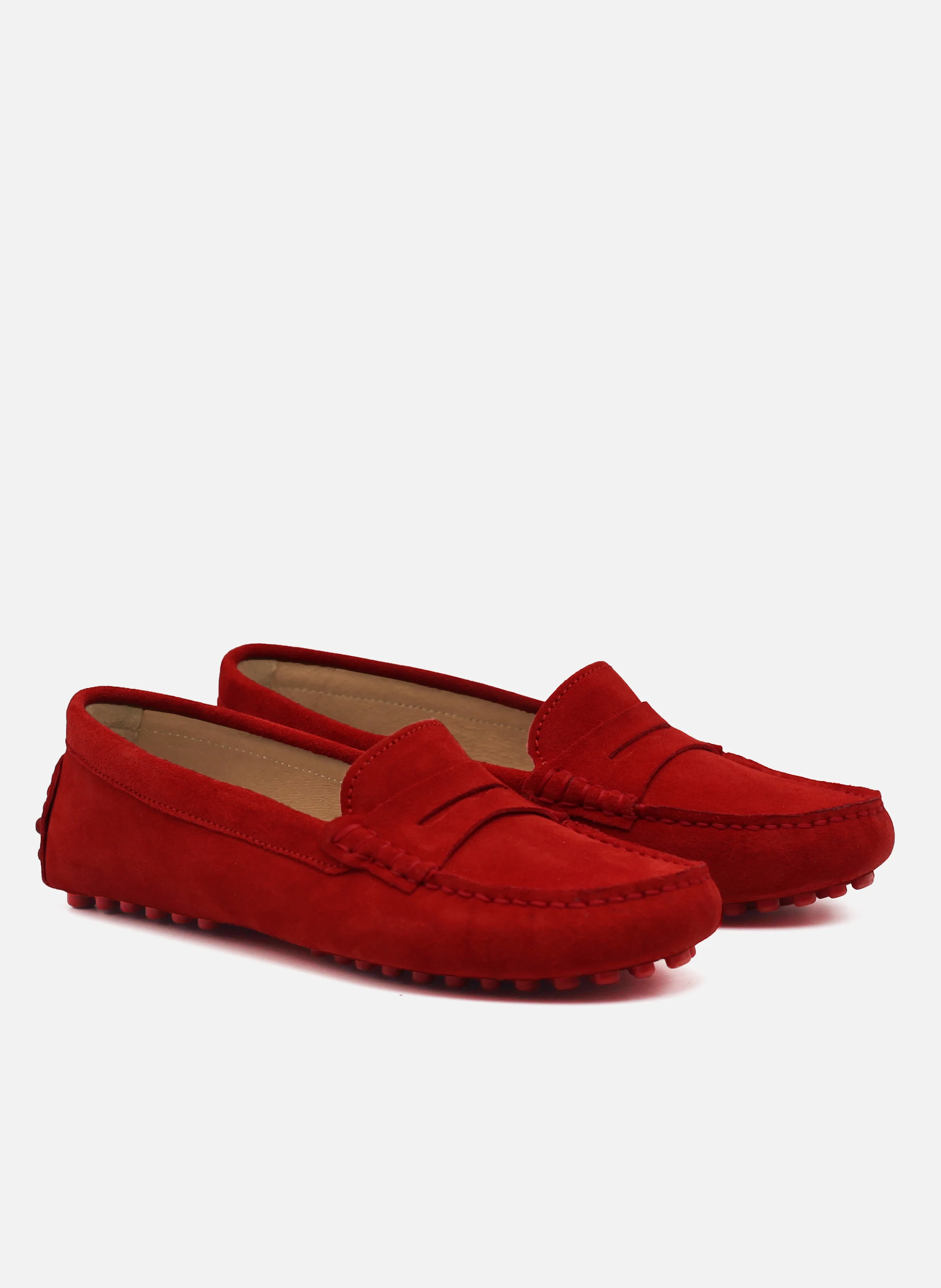 Mocassins femme cuir daim | Rouge