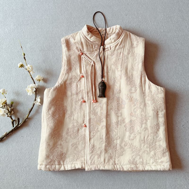 CosmoCorner - Hanfu-vest met geborduurde kikker en knopen