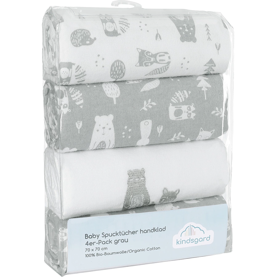 kindsgard Molton-Spucktücher handklad 4er-Pack grau