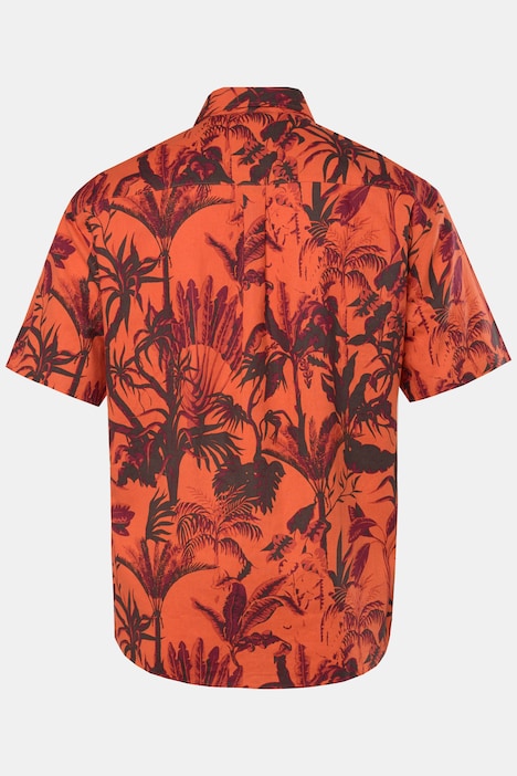 Leinenmix-Hemd, Halbarm, Allover-Print, Kentkragen, Modern Fit, bis 8 XL