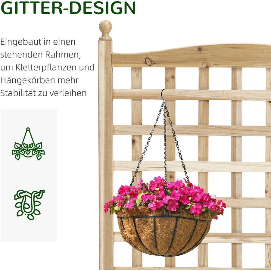 Outsunny Rankkasten im Spalierrahmen-Design naturholz