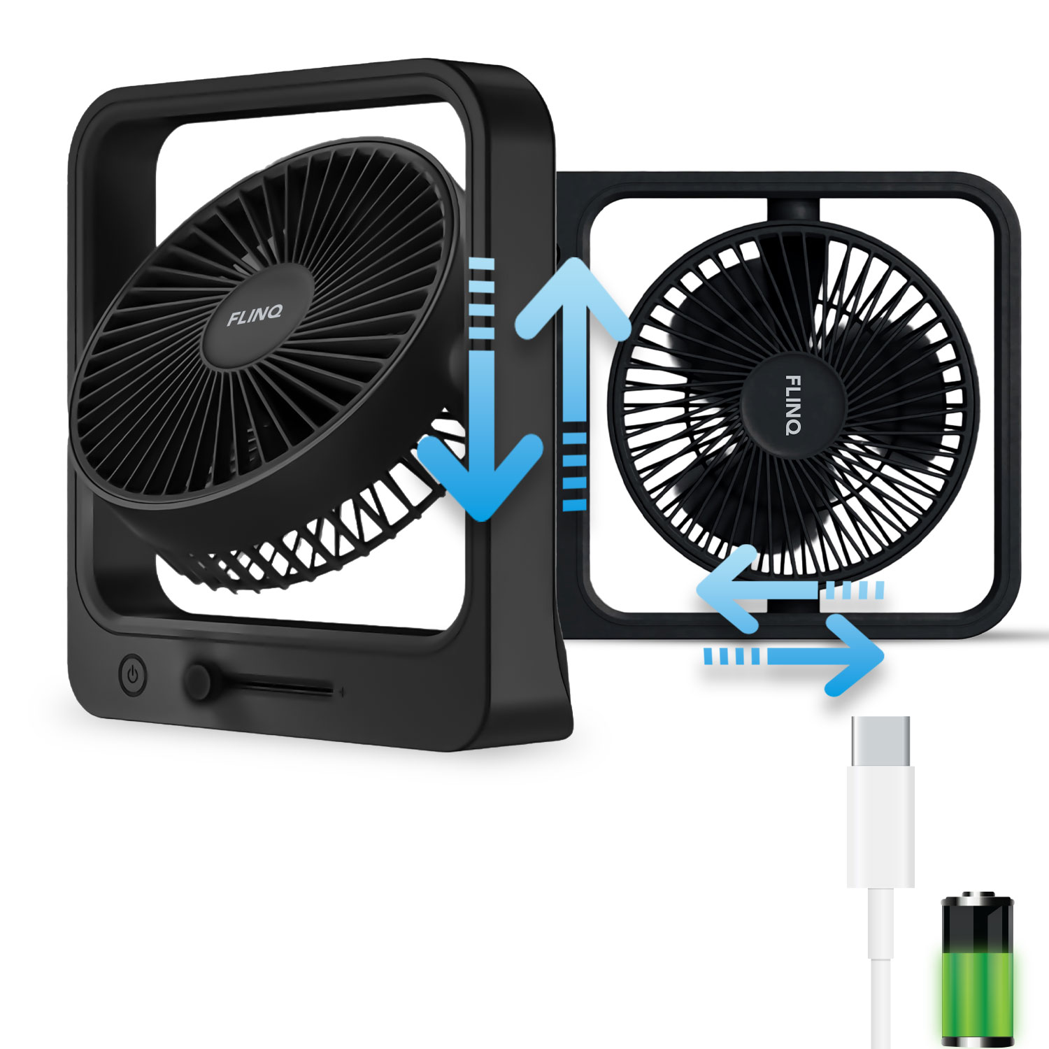 FlinQ Oplaadbare tafelventilator - Black