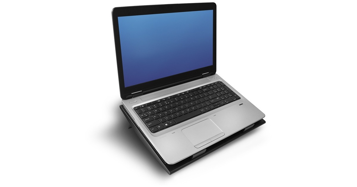 ACT ConnectivityLaptopstandaard, met ventilator, hoogte verstelbaar in 2 standen  (Zwart, 4-poorts USB 2.0 hub)