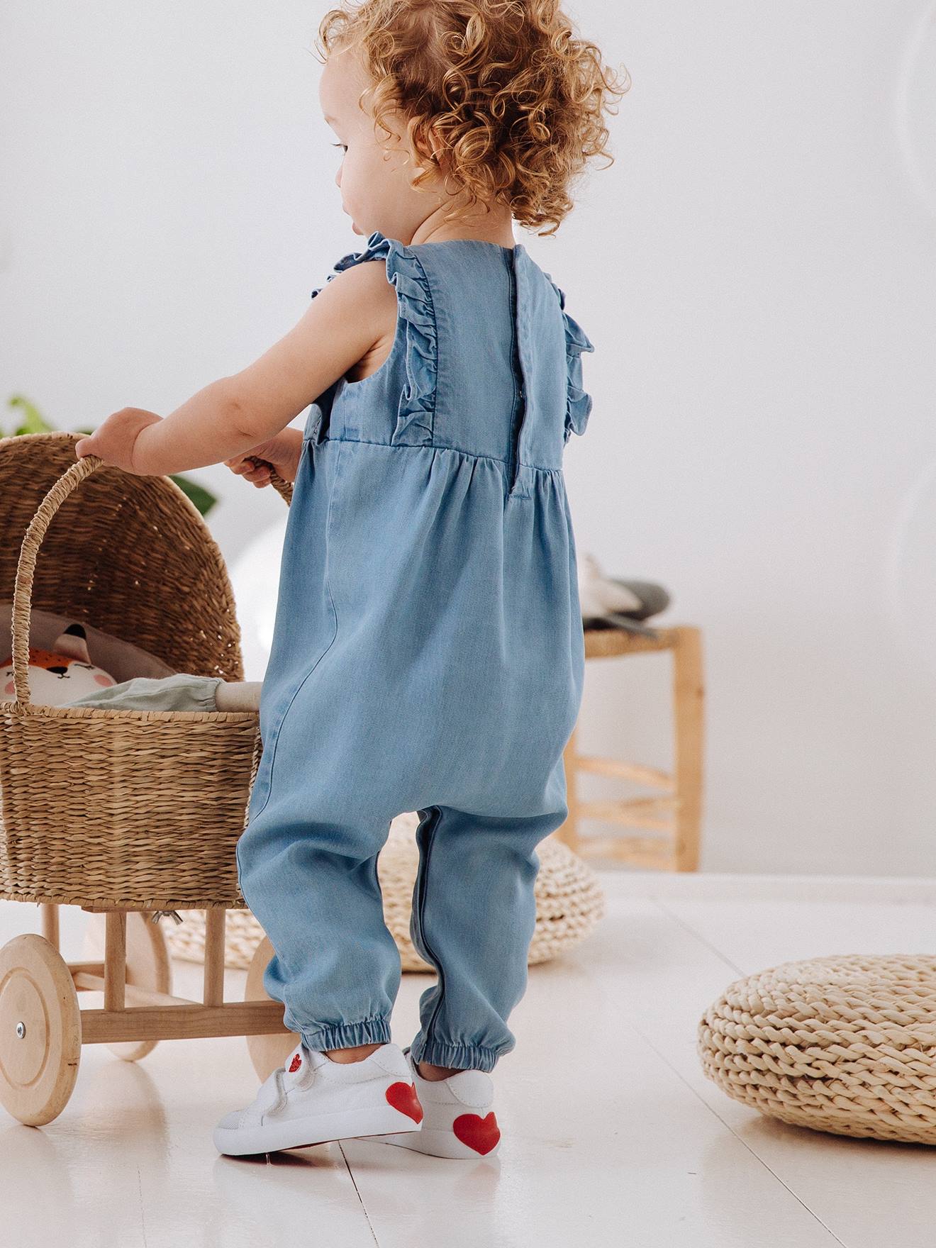 Tênis de lona com tiras autoadesivas para bebês meninas, multicoloridos