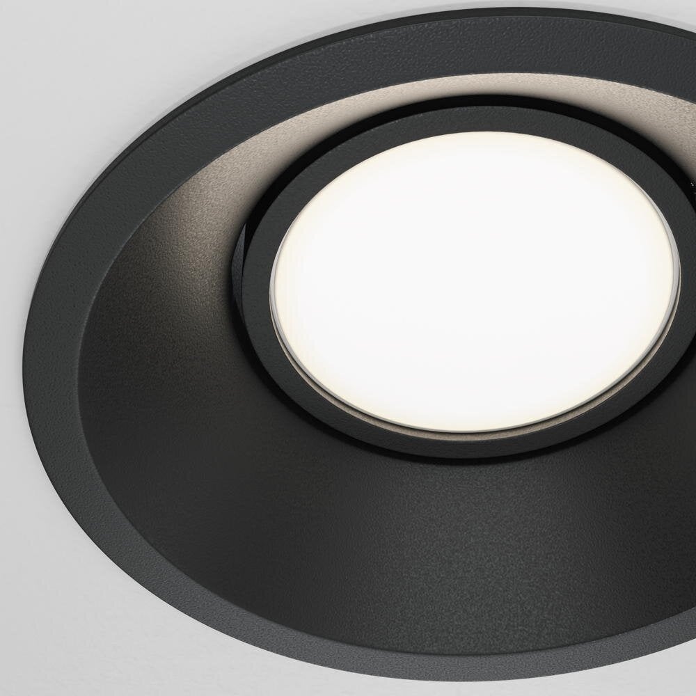 Dot inbouwplafondlamp in zwart, GU10, rond, 93mm, IP20