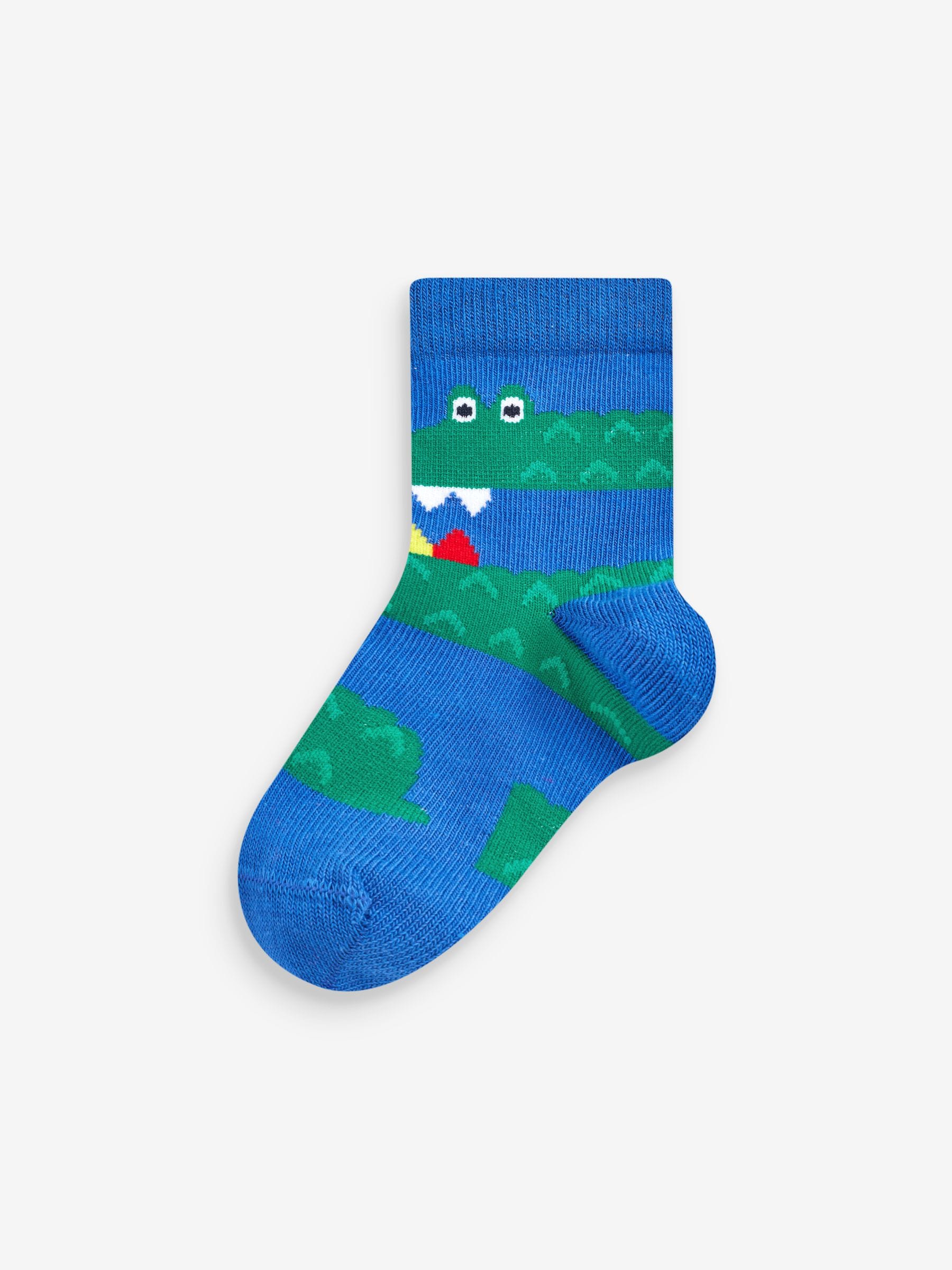 Rood/blauw/groen met dierenprint - Verpakking van 7 paar sokken met hoog aandeel katoen