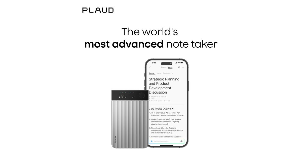 PlaudNote Pro dicteerapparaat  (Zilver, 64 GB, Bluetooth (BLE 5.4), Dual-band Wi-Fi (2.4GHz & 5GHz))