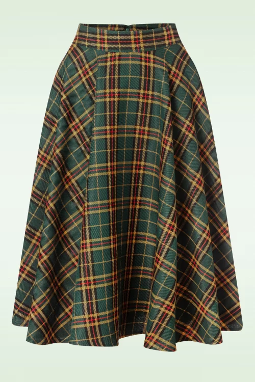 Banned Retro Highland swing rok in groen