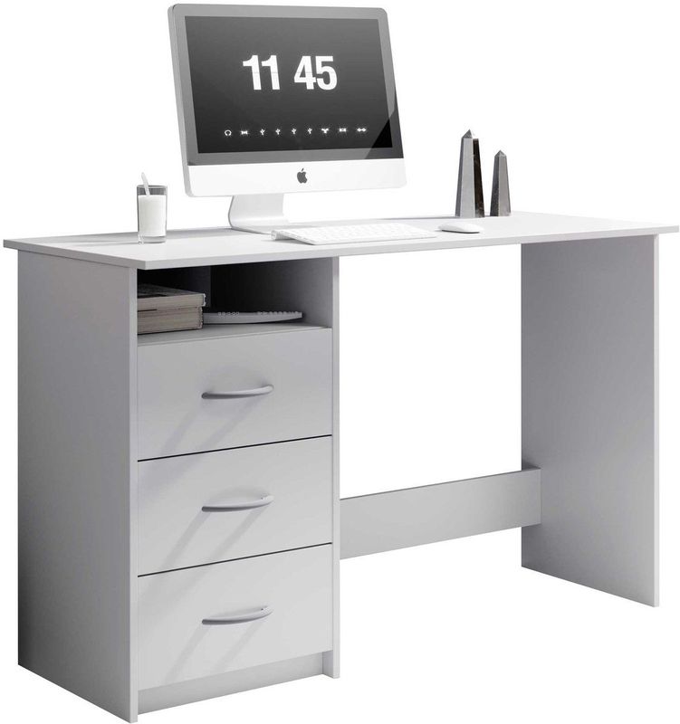 EMOB - Adriano - Bureau - Wit - Spaanplaat - 3 Lades