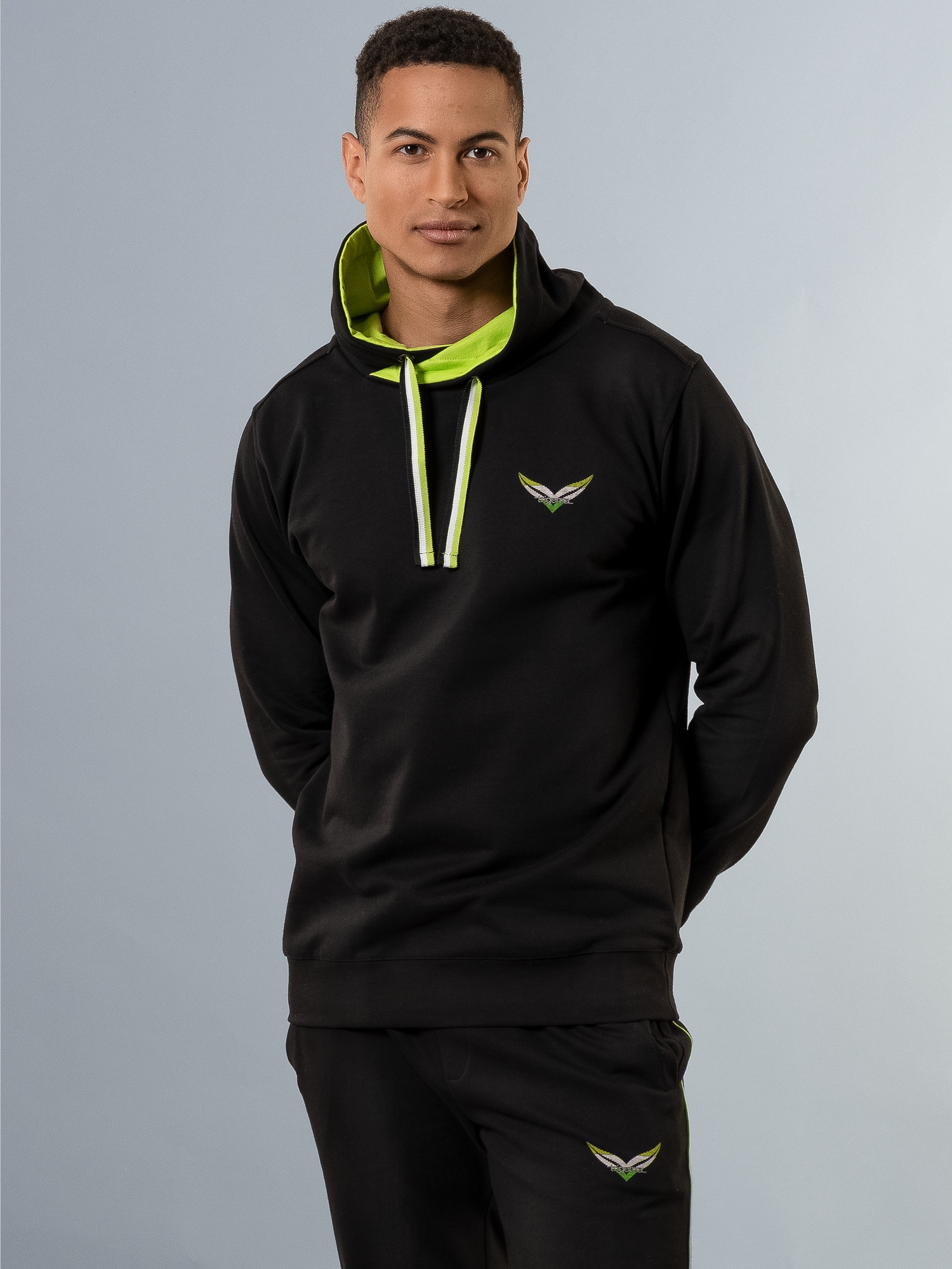 Sweatshirt mit kontrastfarbigen Details Schwarz