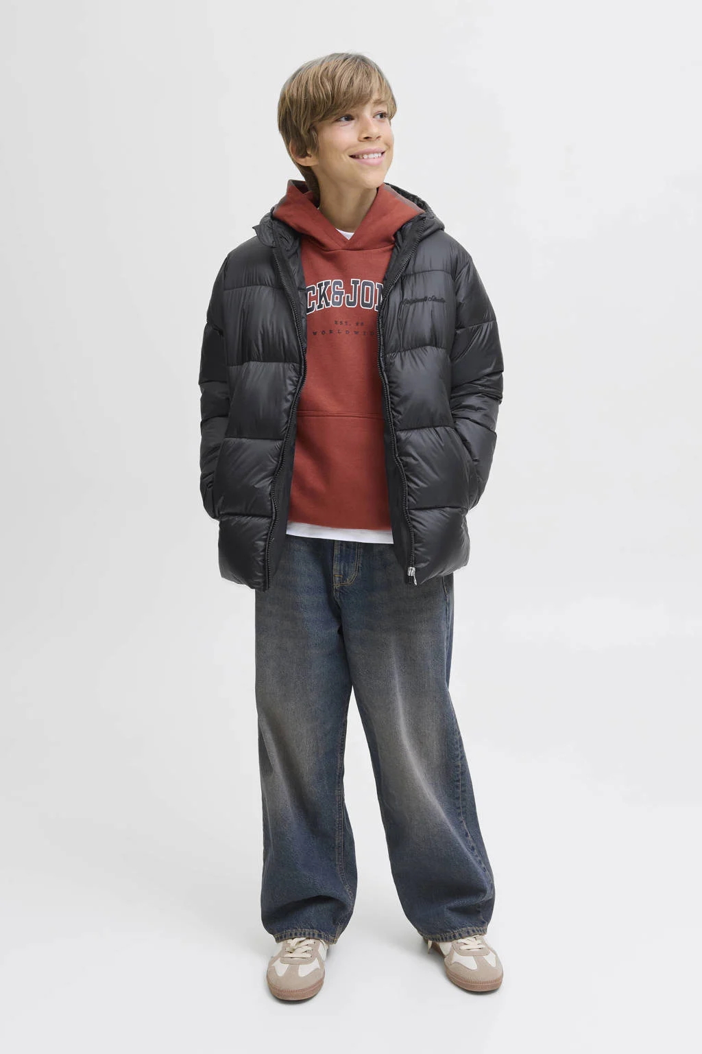 JACK & JONES JUNIOR gewatteerde jas zwart
