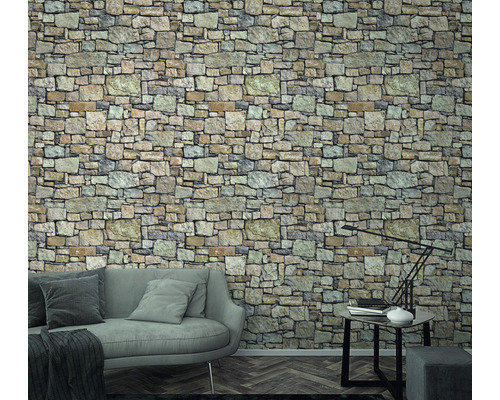 Vliesbehang 47262 Smart Art Easy Stones beigegrijs 2-delige set 106 x 270 cm